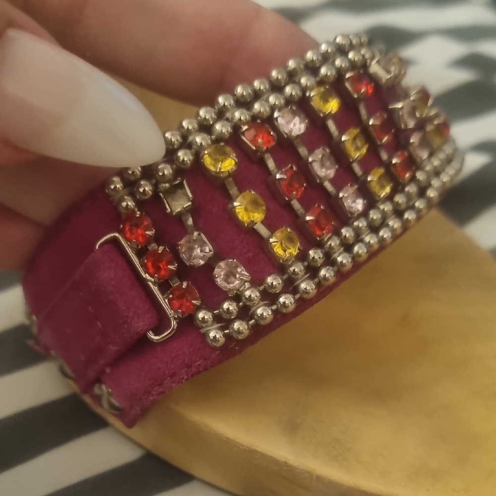 Vintage Y2K Steve Madden Fuchsia Embellished Stiletto Heels - Picture 3 of 8